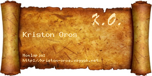 Kriston Oros névjegykártya
